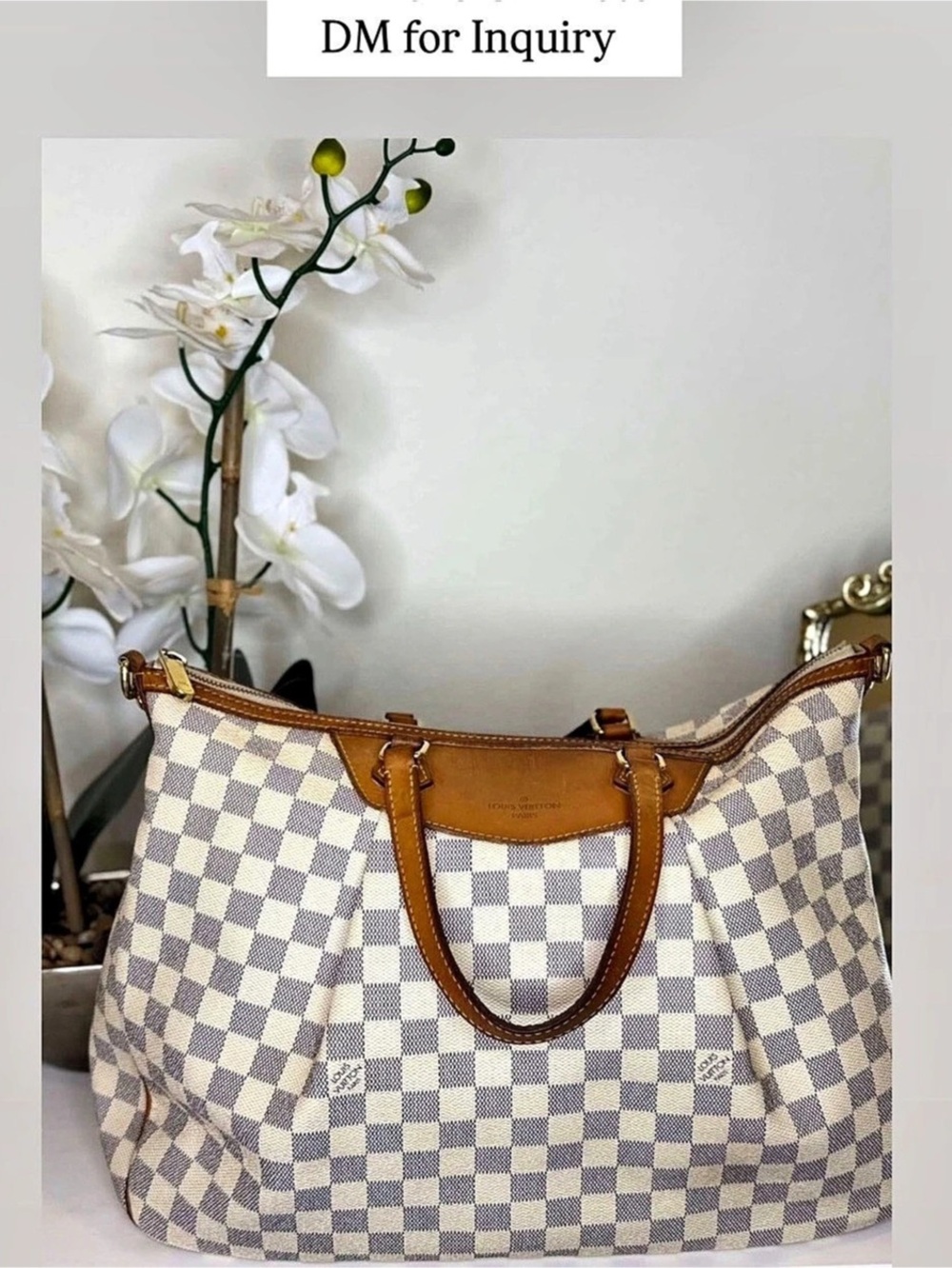 Louis Vuitton Damier Azur Totally GM Shoulder Bag White & Brown